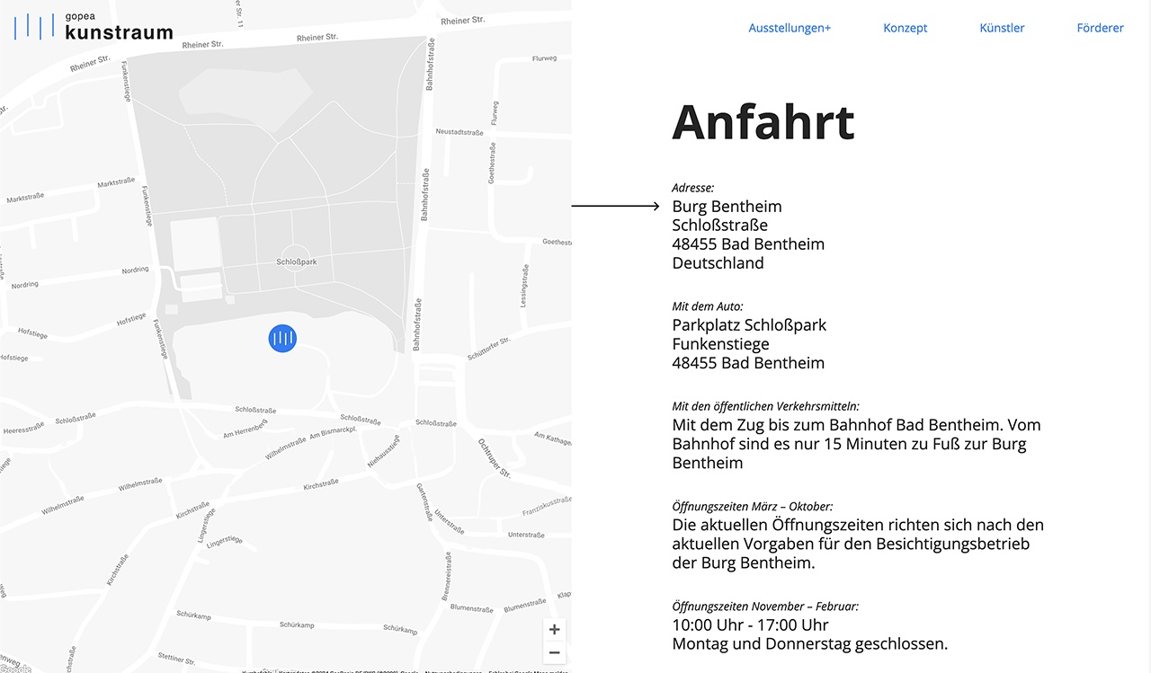 Screenshot gopea-kunstraum.de